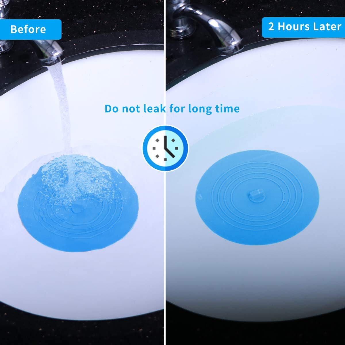 AmazerBath 2 Pack Bath Tub Stopper for Drain, 6 Inches Silicone Shower Drain Bath Plug Stopper for Kitchen, Bathroom, Laundry (Blue)