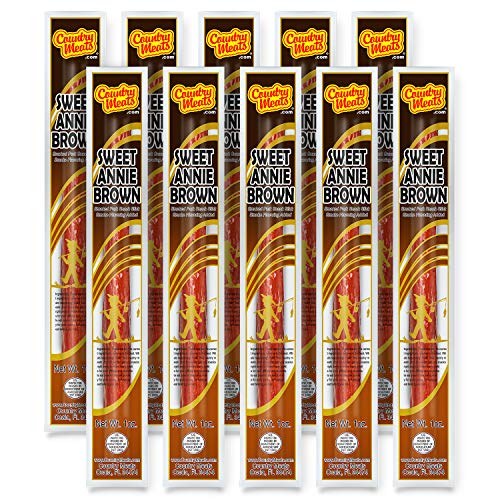 Country Meats, USDA Certified, 0 Trans Fat, Low Carb, High Protein, Keto Snack, Keto Friendly (10 Sticks, Sweet Annie Brown)