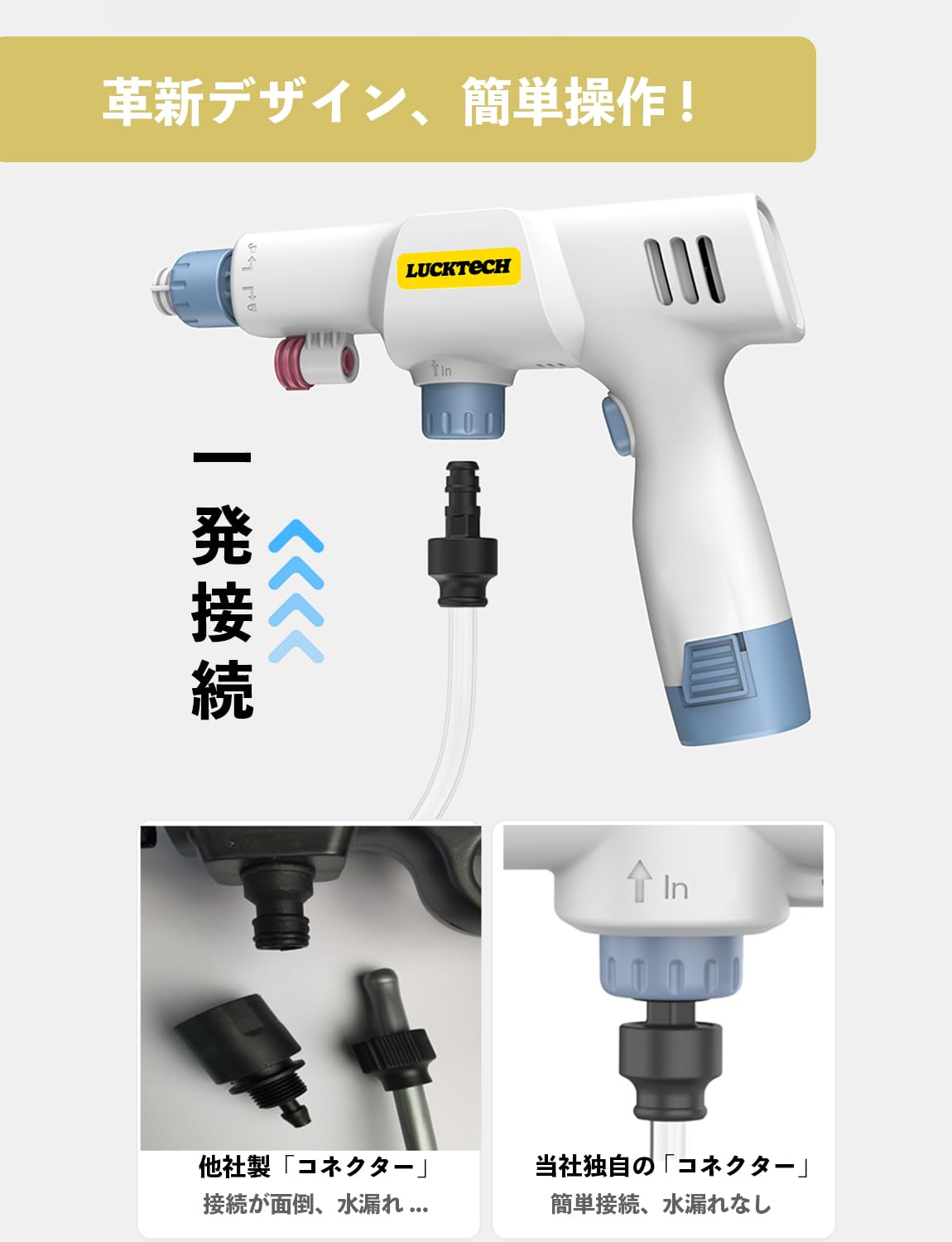Amazon | LuckTech 高圧洗浄機 充電式 コードレス 二つバッテリ付き