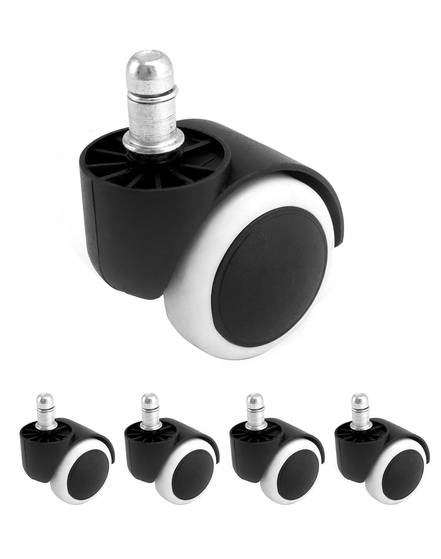 QWORK® 5 sztuk wymiana krzeseł biurowych kółka 11mm/50mm, kółka do krzeseł biurowych, kółka do krzeseł, kółka do twardych podłóg, na krzesła biurowe