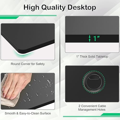 Miniatura 4 de COSTWAY Mesa universal de 48 x 24 pulgadas, escritorio de madera maciza de una sola pieza para marco de escritorio estándar y ajustable en altura,