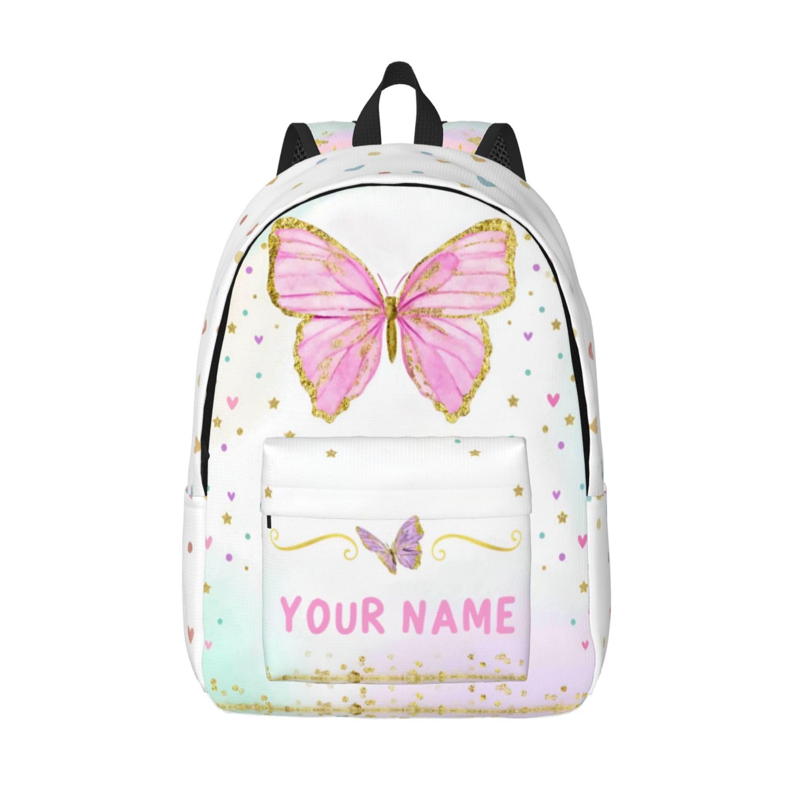 UJDUYSD Personalized Backpack for Girls Boys, Custom Backpacks with Name, Customized Butterfly School Bookbag for Kids, Personalized Casual Bookbags
