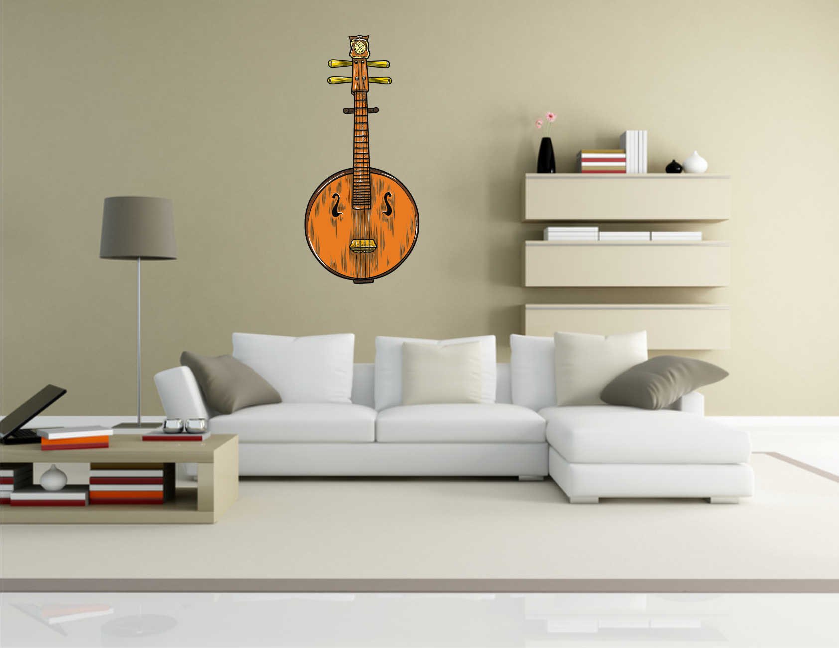 INDIGOS UG - Decalcomanie da muro - adesivi da parete - Murale - KAR-Wall-Cina Musica 13-70 Cina Musica Cinese 13 - Cinese Strumento Musicale - 70 x 32 cm - Decorazione per soggiorno, camera dei bambini, ufficio, scuola