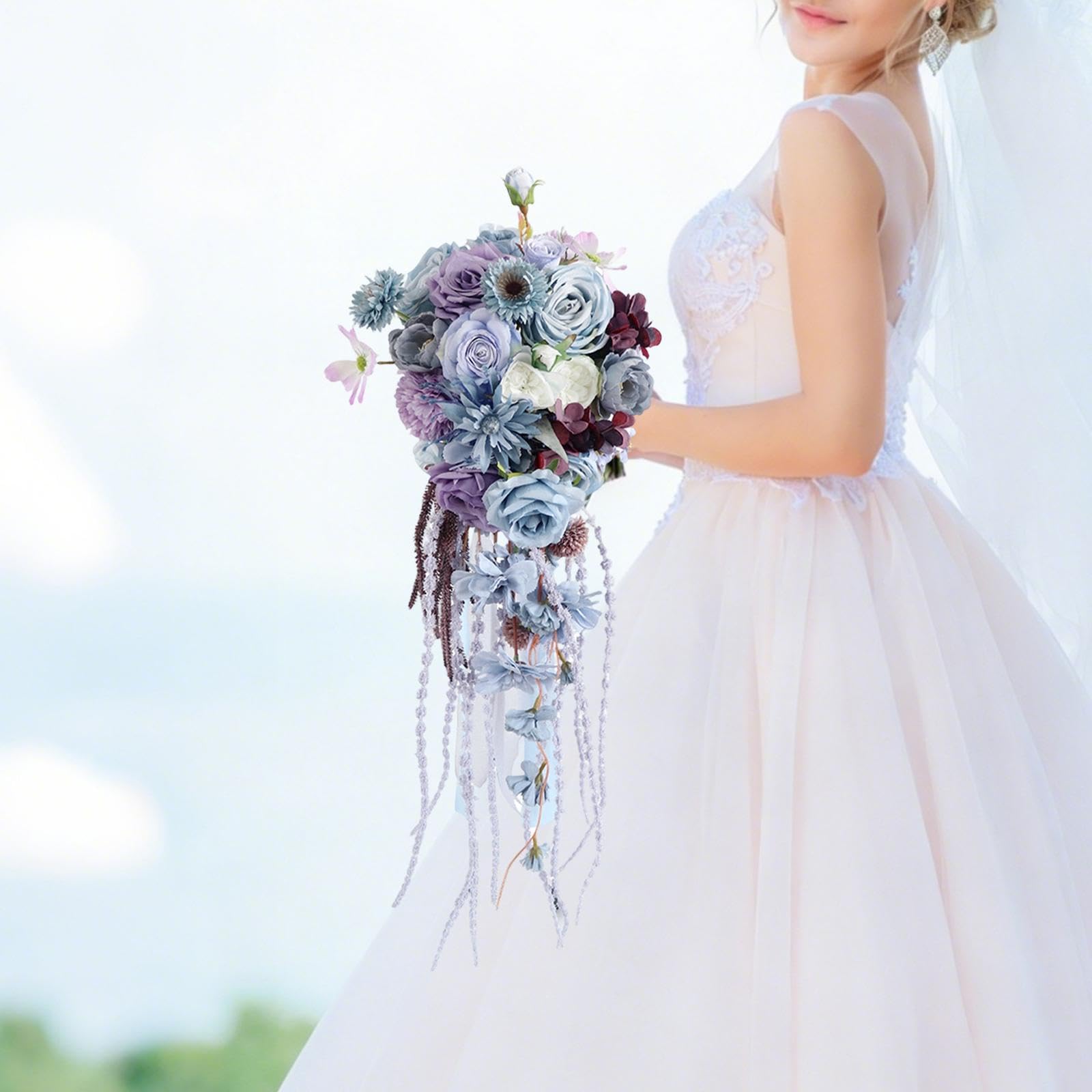 Qianly Bouquet da Sposa Elegante E Realistico, da Tenere in Mano per Matrimoni, Feste a Tema E Vacanze.