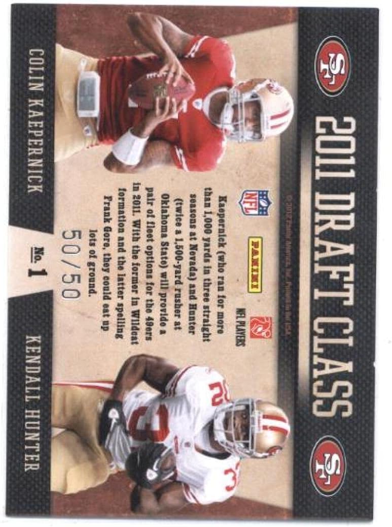 2011 Playoff Contenders Draft Class Black #1 Colin Kaepernick/Kendall Hunter San Francisco 49ers NFL Football Card (RC - Rookie Card) /50 NM-MT