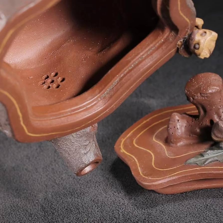 Amazon | 中国古美術· 原鉱紅泥 切り株形·底款:陳鳴遠 紫砂壺・朱泥