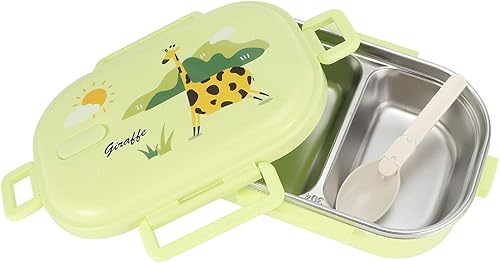 Niiyen Fiambrera, 2 compartimentos, 2 compartimentos, con cuchara, lonchera portátil de acero inoxidable 304 para adultos, almacenamiento de