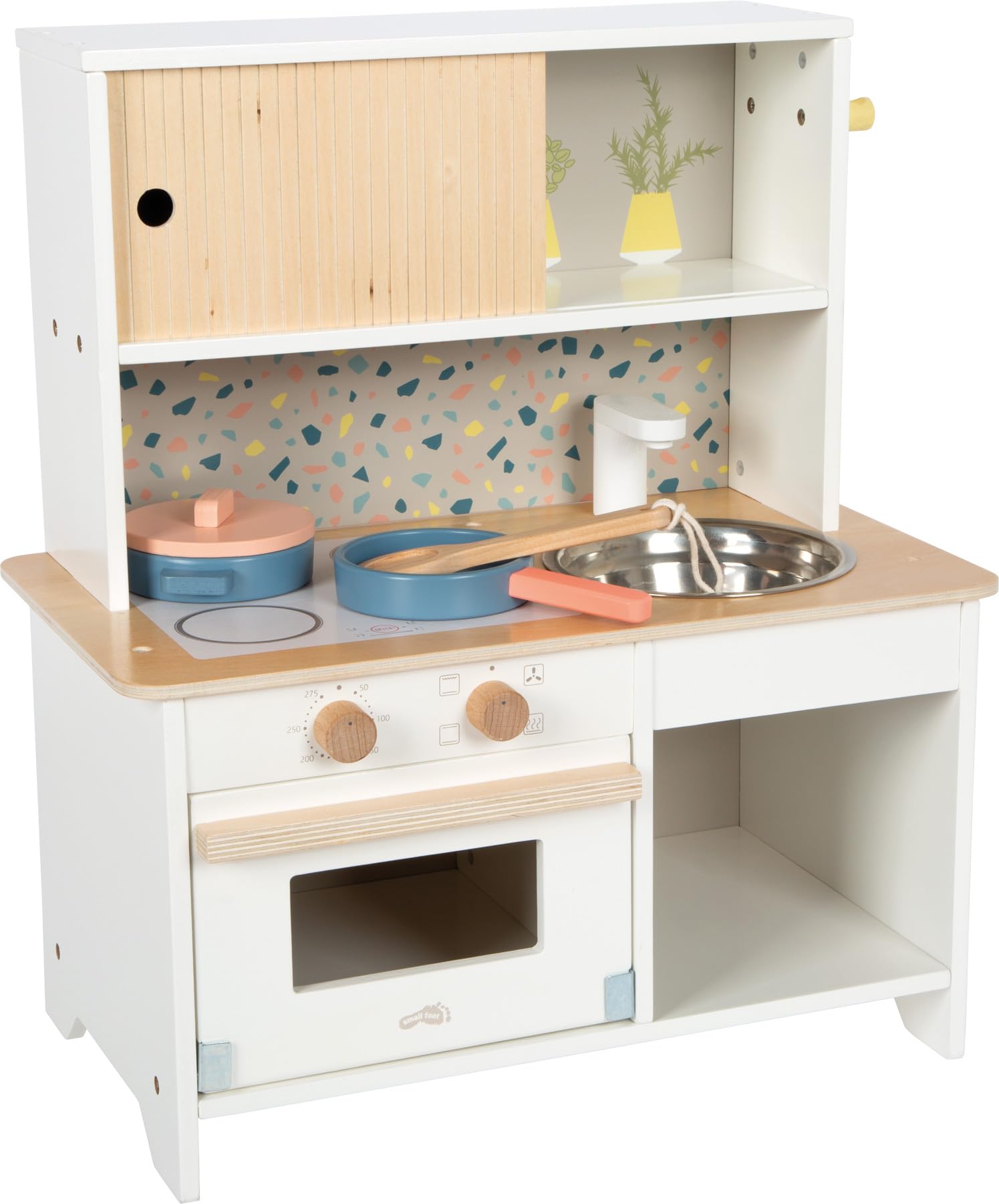 Small Foot Cocina Infantil compacta Terrazzo, Cocina de Madera con Accesorios, Juguete de rol Desde los 3 años, 12728