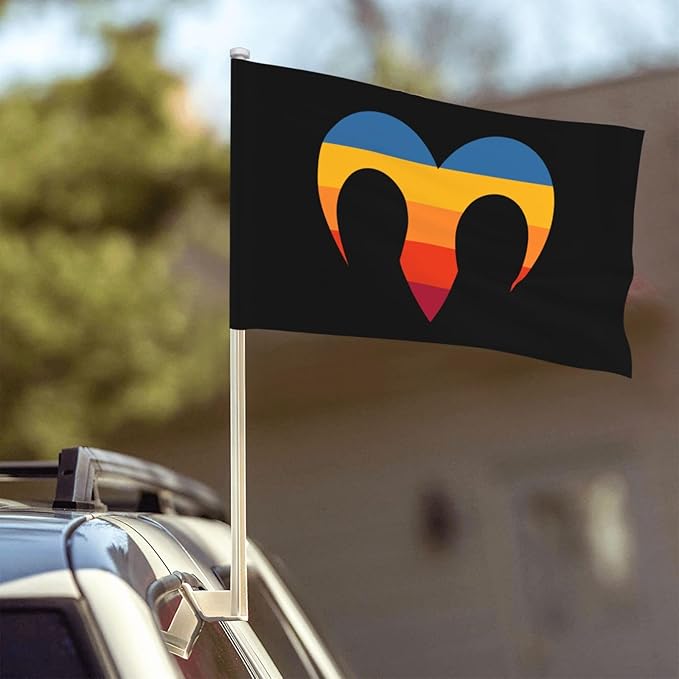 Double Side Zodiac Sign Aries Symbol Car Flag Window Clip 12 X 18 Inch UV Protection Outdoor Car Flags Decoration Banner