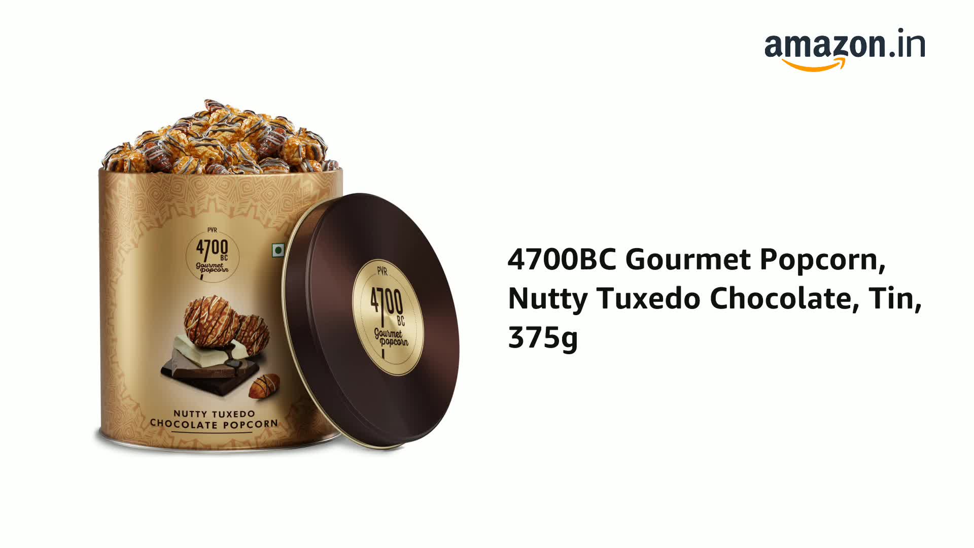 4700BC Nutty Tuxedo Chocolate Popcorn – Gourmet Gift Tin (375g