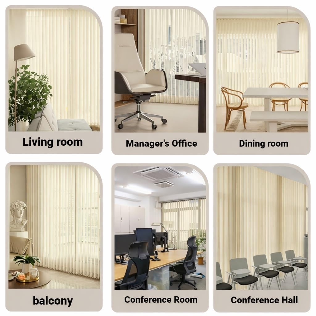 Store Californien Rideau Coulissant, Stores Verticaux Anti-UV Protection Vie Privée Beige 80 90 100 120 140 150cm Rideaux en Tissu à Lamelles pour Portes Coulissantes en Verre, Hôtel(W80xH150cm)