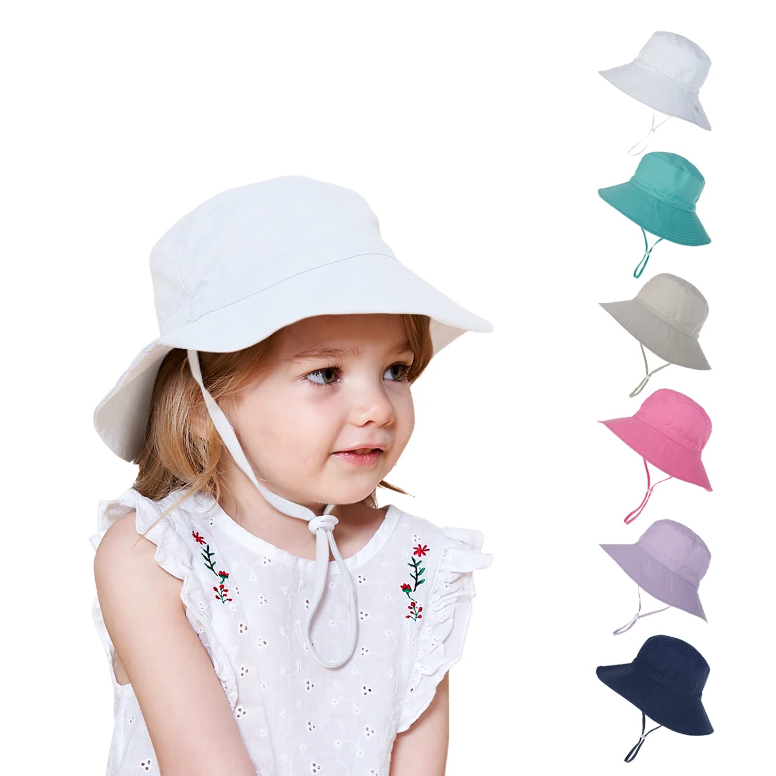 Kunyeah Gorro de Sol para niños Gorra de ala Ancha para Verano Gorro de Playa Gorro de Pesca Plegable para niños Gorro Ajustable para niños pequeños