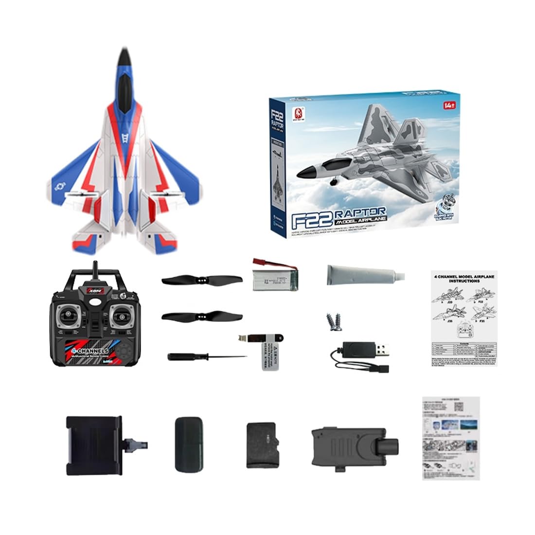 2.4G RC Brushless F-22 Flugzeug 4 Kanal Foam BM31 | Tarnfarben-Rumpf für Rollen, Rückenflug und Gleitkontrolle