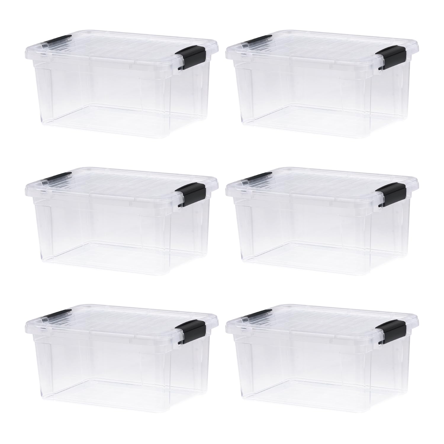 Superio 6.6 Quart Clear Plastic Storage Boxes with Lids, Stackable Organizer Containers, BPA-Free Storage Bins for Home, Office, School &amp; Dorm, 6 Pack