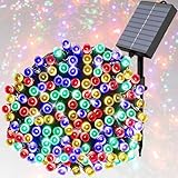 KIMOC ソーラーライト イルミネーションライト クリスマスライト ストレート 定番商品 ソーラー充電式 8パターン 200球 20m コントローラー付き 自動ON/OFF 夜間自動点灯 昼消灯 省エネ IP65防水 ガーデン 屋内 屋外 防雨 メモリー記憶 (ミックス)