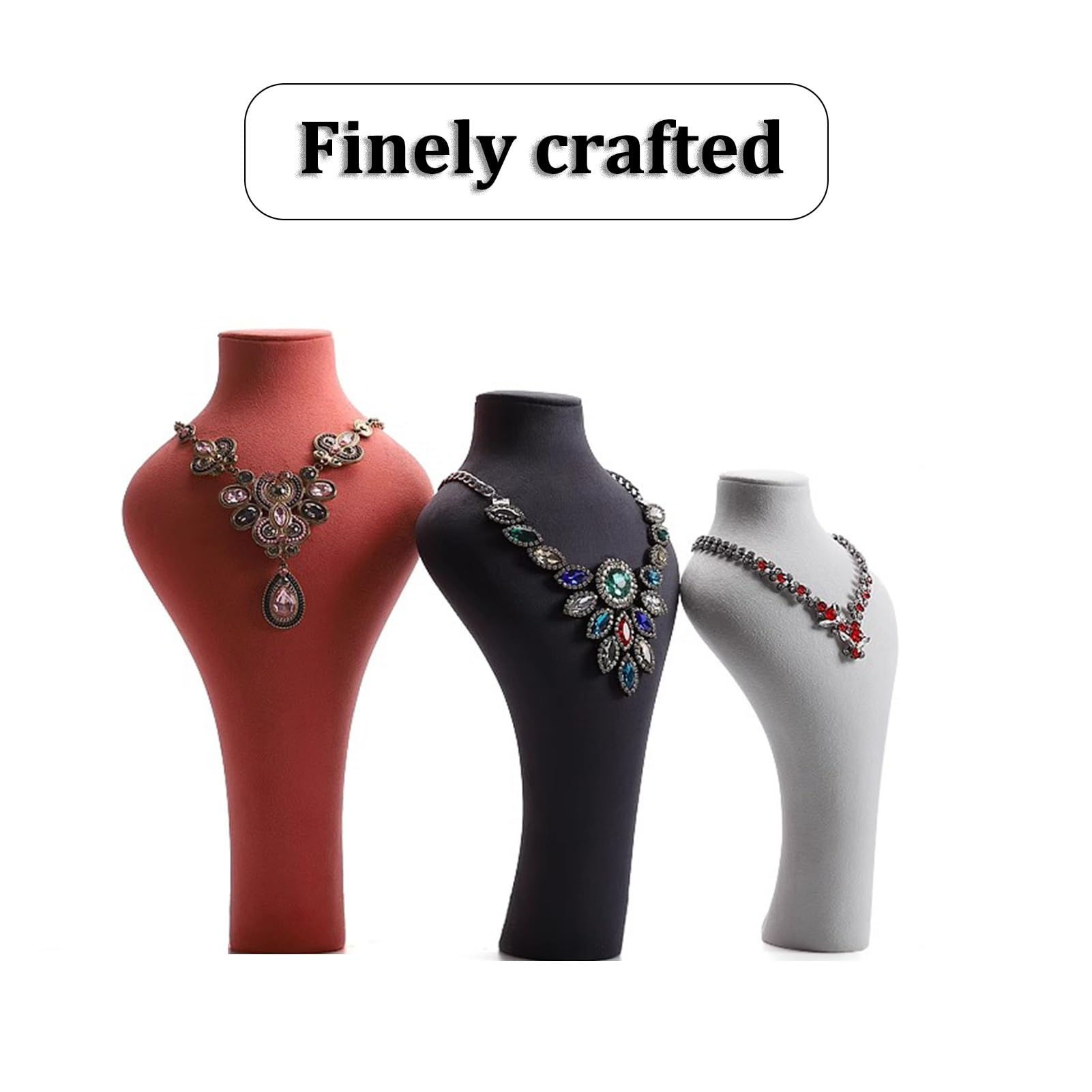 Expositor Collares Soporte para presentación de joyería, Material de superfibra de gran tamaño, soporte para busto de collar para el hogar o tienda, exhibición de venta (Size : S-Gray)