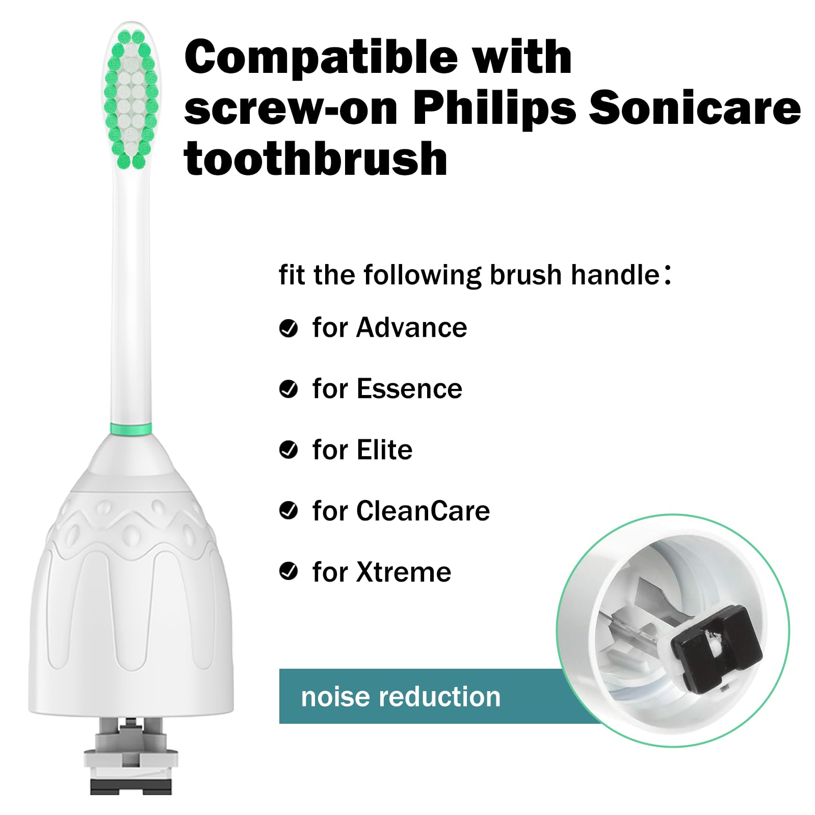 Cabezales de repuesto para cepillo de dientes Philips Sonicare, cerdas suaves y medias, cabezales de repuesto para cepillo de dientes eléctrico E-Series Essence Xtreme Elite Advance y CleanCare,