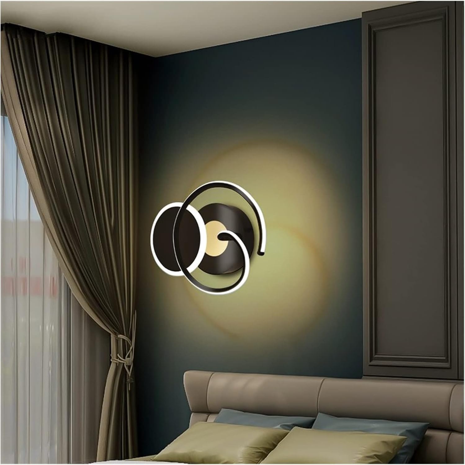 HPTHLY Led Wall Lamps Compatible With Living Room Bedroom Bedside Study Corridor Aisle Gold Black Light Indoor Lighting Fixture Dimmable,Luxury (Black29X17Cm)