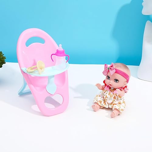 Miniatura 4 de ONEST 4 muñecas de 6 pulgadas con accesorio, lindas muñecas de bebé, mini muñecas con ropa, mini muñecas de bebé con accesorios para muñecas, rosa