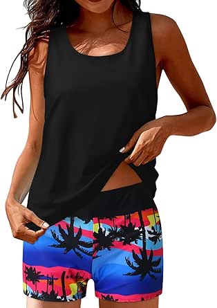 Maillot De Bain Tankini Femme Maillot De Bain FINWANLO Deux Pièces Tankini Avec Short - Gainant Et Amincissant, Idéal Pour La Plage Maillot Bain Tankini Femme