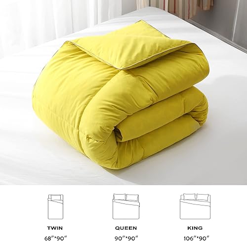 Miniatura 5 de BPC Edredón de plumón tamaño individual  relleno de plumón de ganso y pato  tela de microfibra cepillada suave  funda de edredón de plumas para