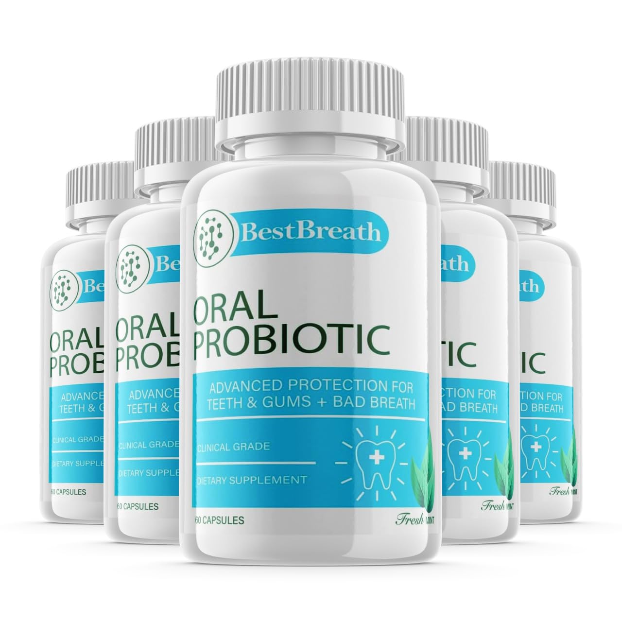 Best Breath Oral Probiotic for Teeth Gums and Bad Breath - Best Breathe Probiotic Supplement 5 Pack