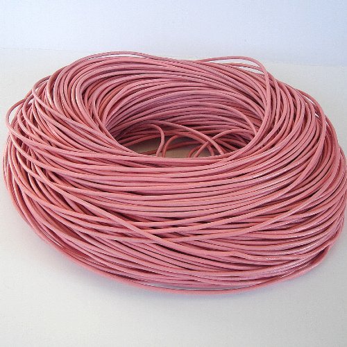 BeadsTreasure 15 Ft of Pink Genuine Leather Cord Round 2 mm Diameter.