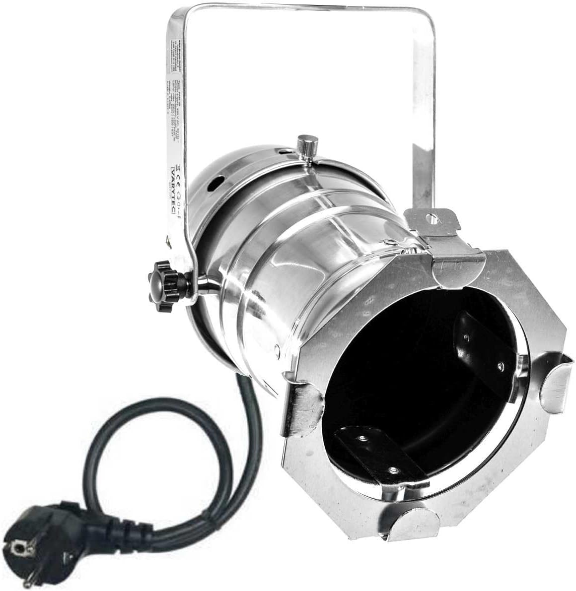 Varytec 1248-4 x PAR 30 Spot-Light Scheinwerfer SILBER polish PAR-30 mit E-27 Fassung & Kabel mit Schuko-Stecker
