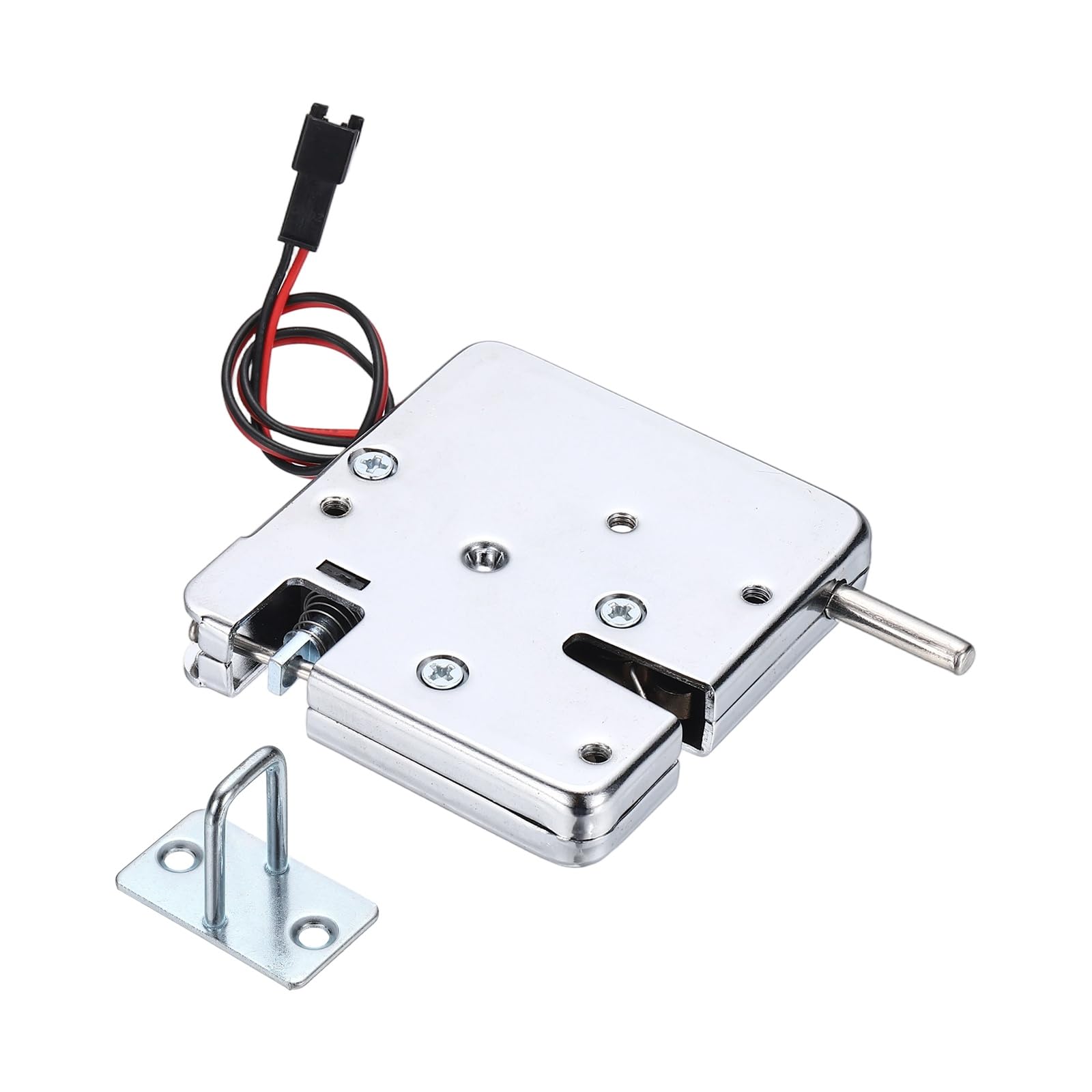 PATIKIL DC 12V 2A Solenoid Cabinet Electronic Spring Lock, (65 x 70 x 13.5mm, Silver) (1 Pcs), Electric Control Lock Suit for - Storage Drawers/Vending Machines/Mailboxes (2 Wires)