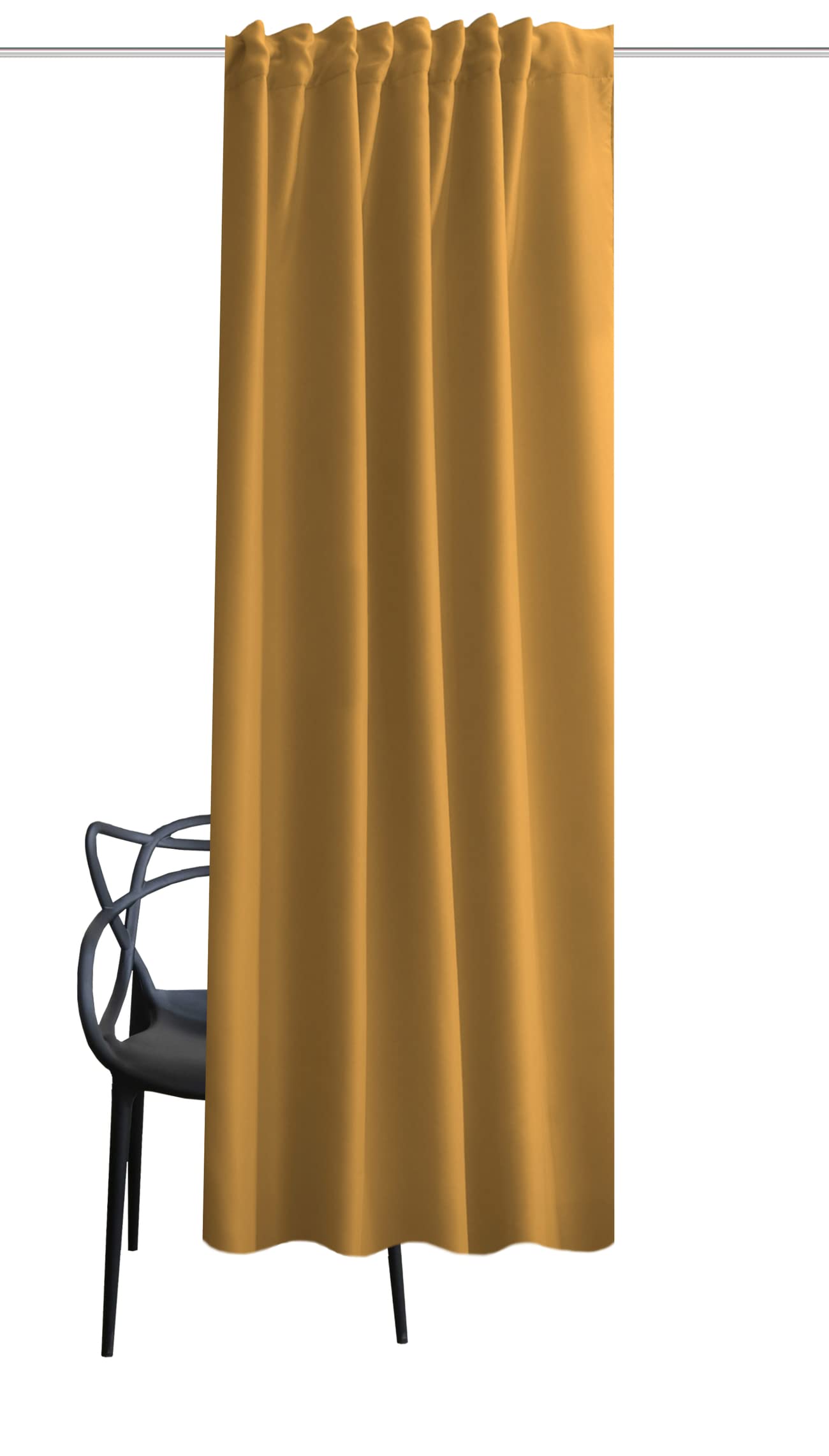 HOMEbasics 85970 | Akustikvorhang ACUSTICO mit Dim-Out-Stoff, Farbe:Curry, Größe:225 x 135 cm