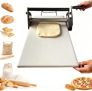 Folding Dough Sheeter with Sheeter Board Manual Dough Roller Machine Stainless Steel Sheeter with 55 Thickness Settings,for Home and Commercial Bakeries RS101
