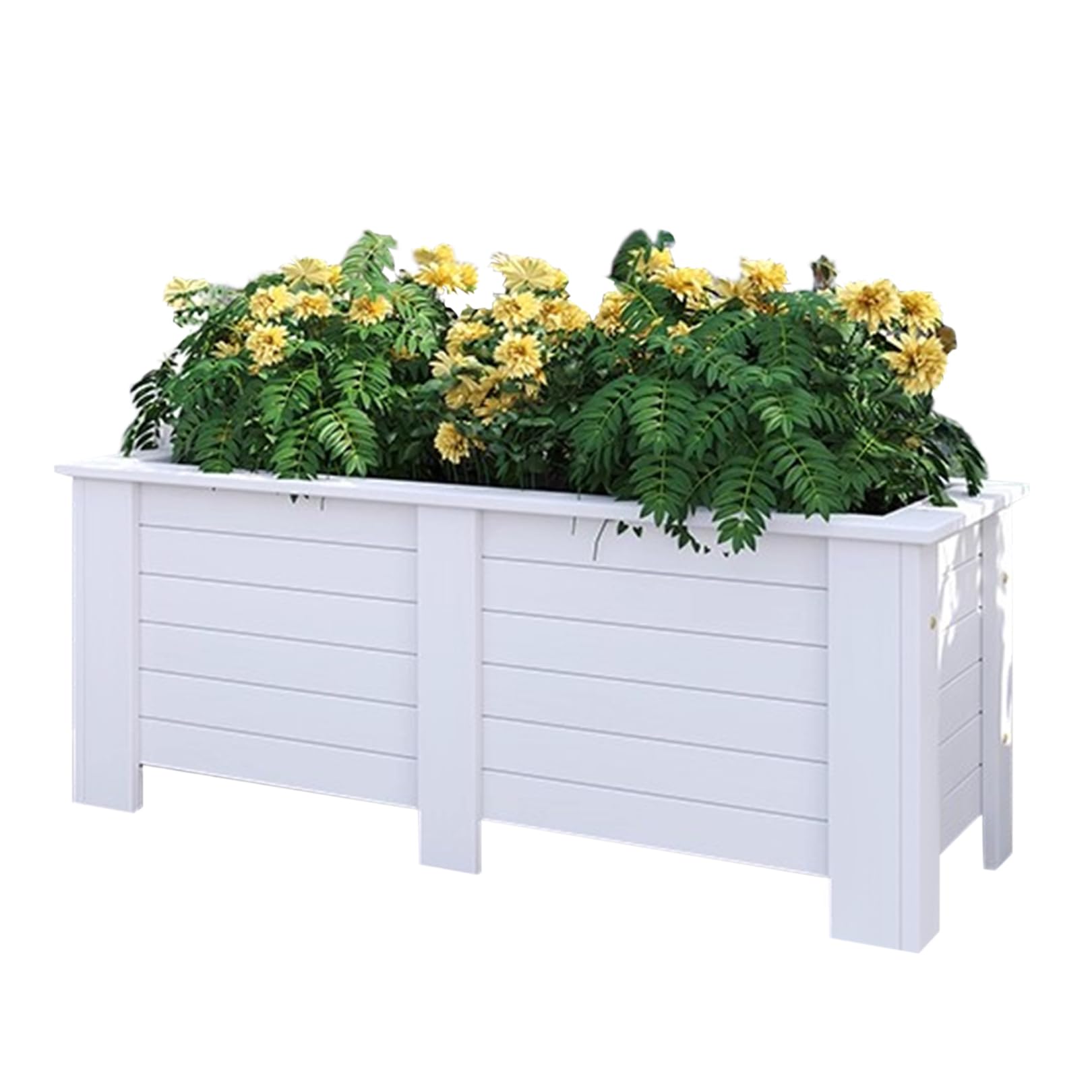 Modern Rectangular Resin Planter Box Outdoor Garden Container with Drainage Holes Design for Patio, Porch and Balcony Decor