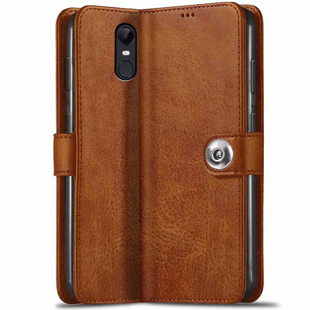 TheGiftKart Genuine Leather Finish Flip Back Cover Case for Redmi Note 5 | Inbuilt Pockets & Stand | Wallet Style | Designer Button Magnet Flip Cover Back Case for Xiaomi Redmi Note 5 (Brown) (B09TVW257C) Amazon Price History, Amazon Price Tracker