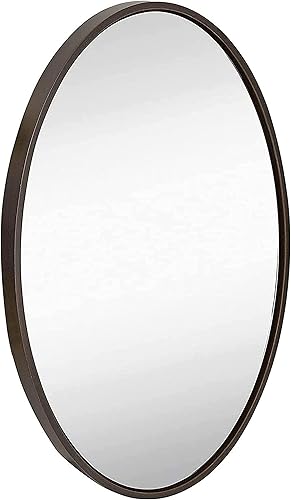 Espejo de pared grande y moderno con marco circular, panel de vidrio flotante plateado de primera calidad, tocador, dormitorio o baño, colgante.