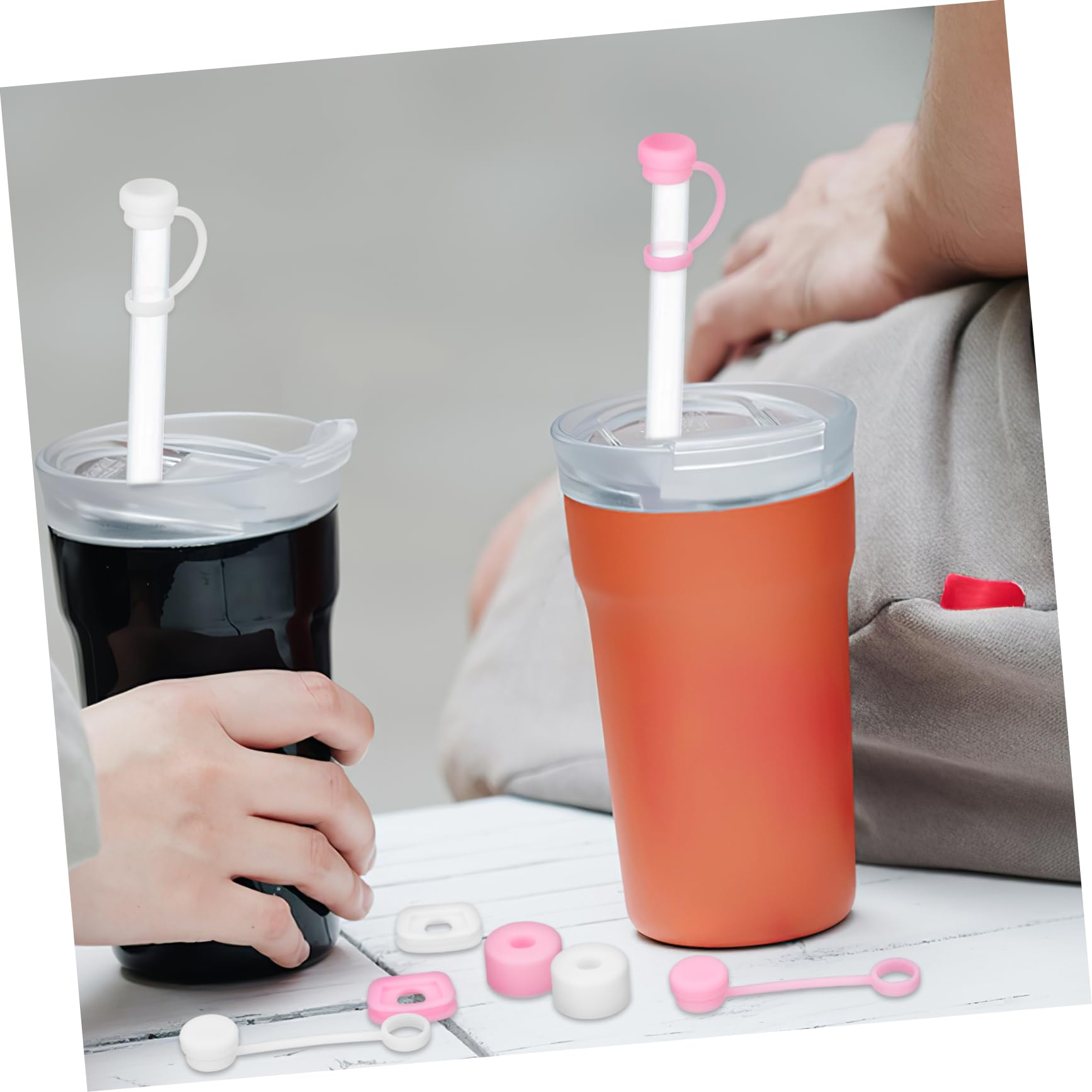 AUTSUPPL 12pcs Spill Stopper Cup Straw Covers Food-grade Straw Toppers for Tumblers Prevents Spills and Leaks Reusable and Easy to Clean