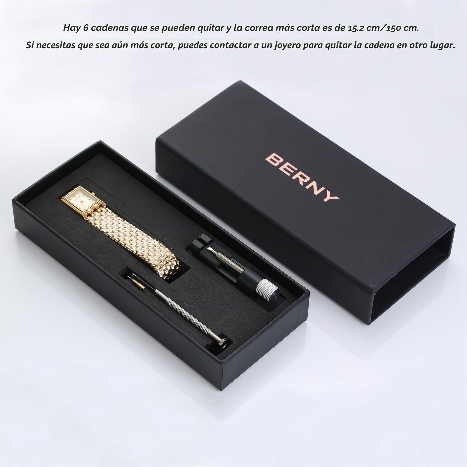 BERNY Relojes de Oro de la Sra actualizan Relojes de Cuarzo de la Sra. Correas de Acero Inoxidable Relojes de Oro pequeños Relojes de Oro de la Sra. Herramientas de Pulsera de Moda de Ocio de Lujo