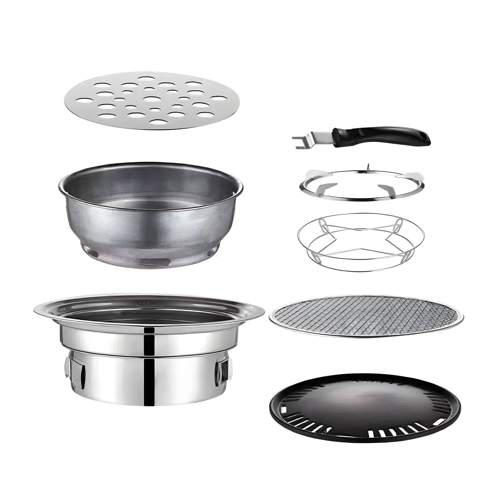 Oxxggkao Of 1 Set Finish Barbecue Addons Set with Extent Net Hot Container Stand Heat Base for Home Outdoor Cooking Travel