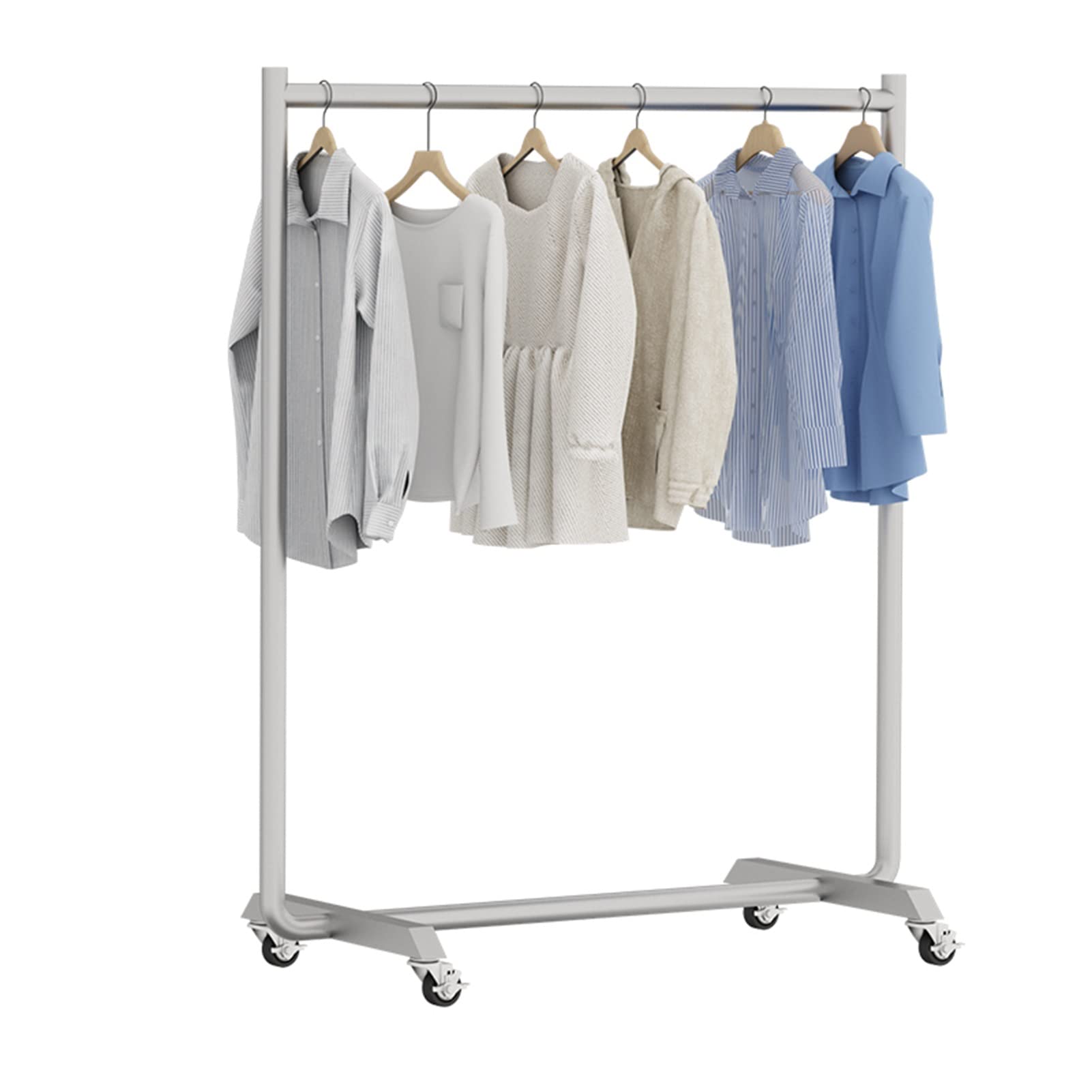 SaryEdge Coat Racks Single Rod Stainless Steel Clothing Rack Floor-Standing Bedroom Coat Rack Multifunctional Movable Clothing Store Display Rack/Onecolor/150X40X15,Onecolor-120X40X155Cm