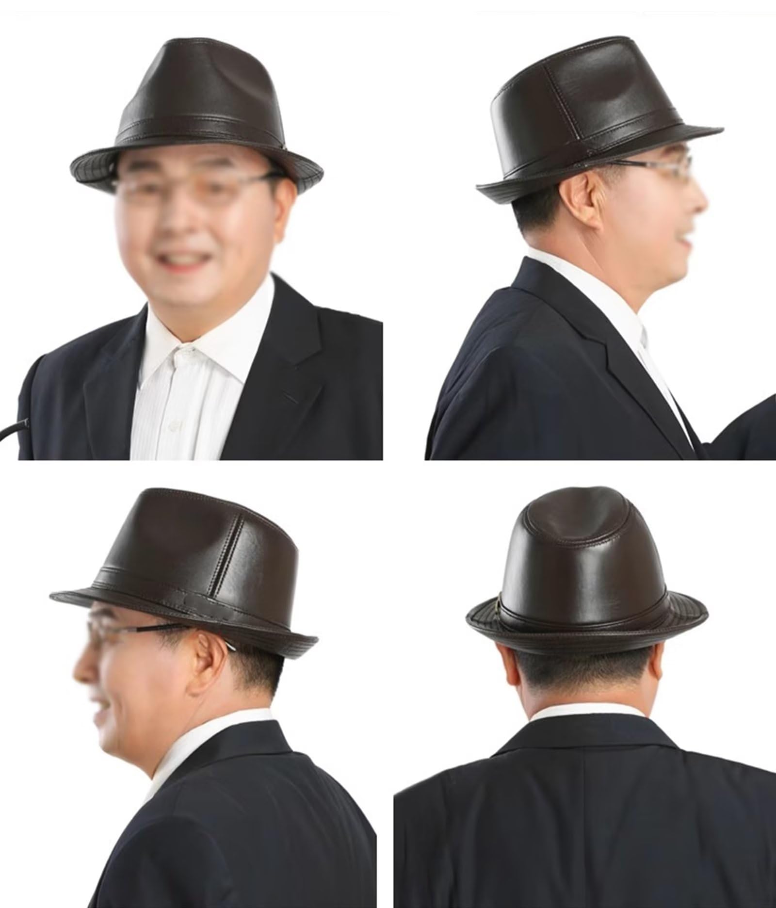 Fedora Cappello Stile Gangster Elegante Cappelli Trilby Jazz Classico Cappello in Pelle Cappelli Panama per Uomo Donna