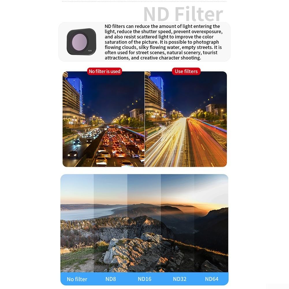 Set di filtri ND per fotocamera DJ Lito1 X1, in vetro ottico HD multistrato CPL UV a densità neutra, kit di filtri per fotografia aerea e videografia, riduce i riflessi, telaio in lega di alluminio