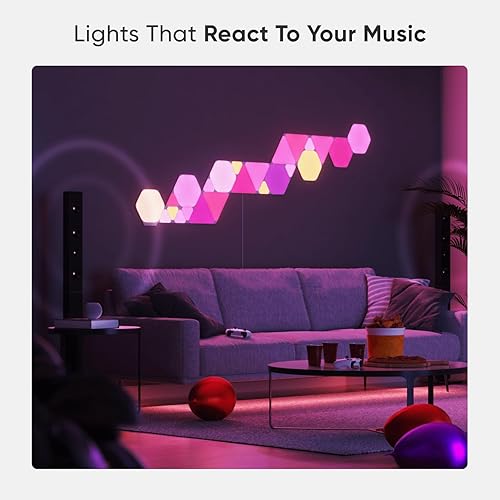 Miniatura 4 de Nanoleaf Shapes WiFi and Thread Smart RGBW 16M+ LED de color regulable para juegos y decoración del hogar, kits de luces de pared más inteligentes