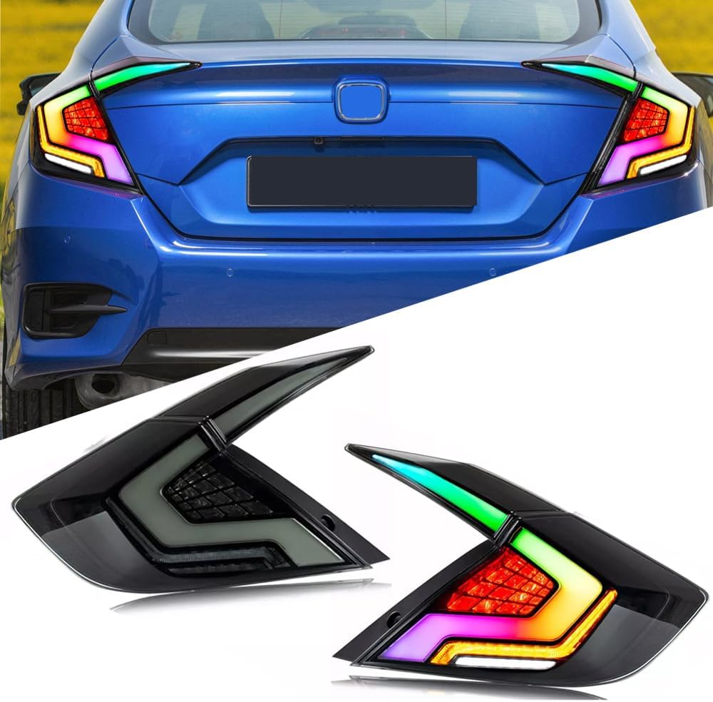 Taillights for Honda Civic Sedan 2016-2021 New Tail Light 10th Gen Accessories with Startup Animation Turn Signal Passenger&Driver Side Rear Lamps Plug&Play