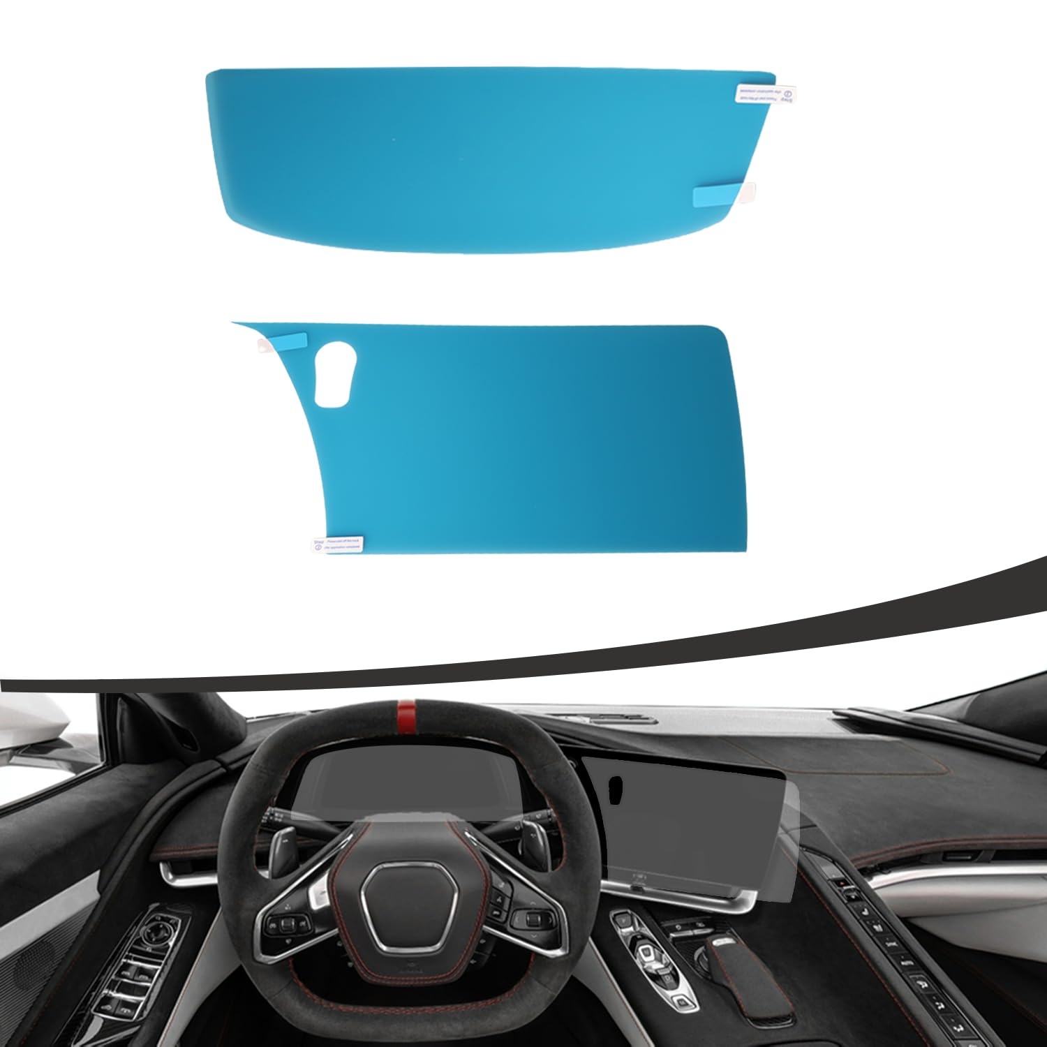 NUBEHONE 2PCS Screen Protector fit for Chevy C8 Corvette Z51 Z06 E-Ray 2020-2025,HD Scratch-Resistant Navigation Touch screen GPS screen Protector for c8 corvette accessories