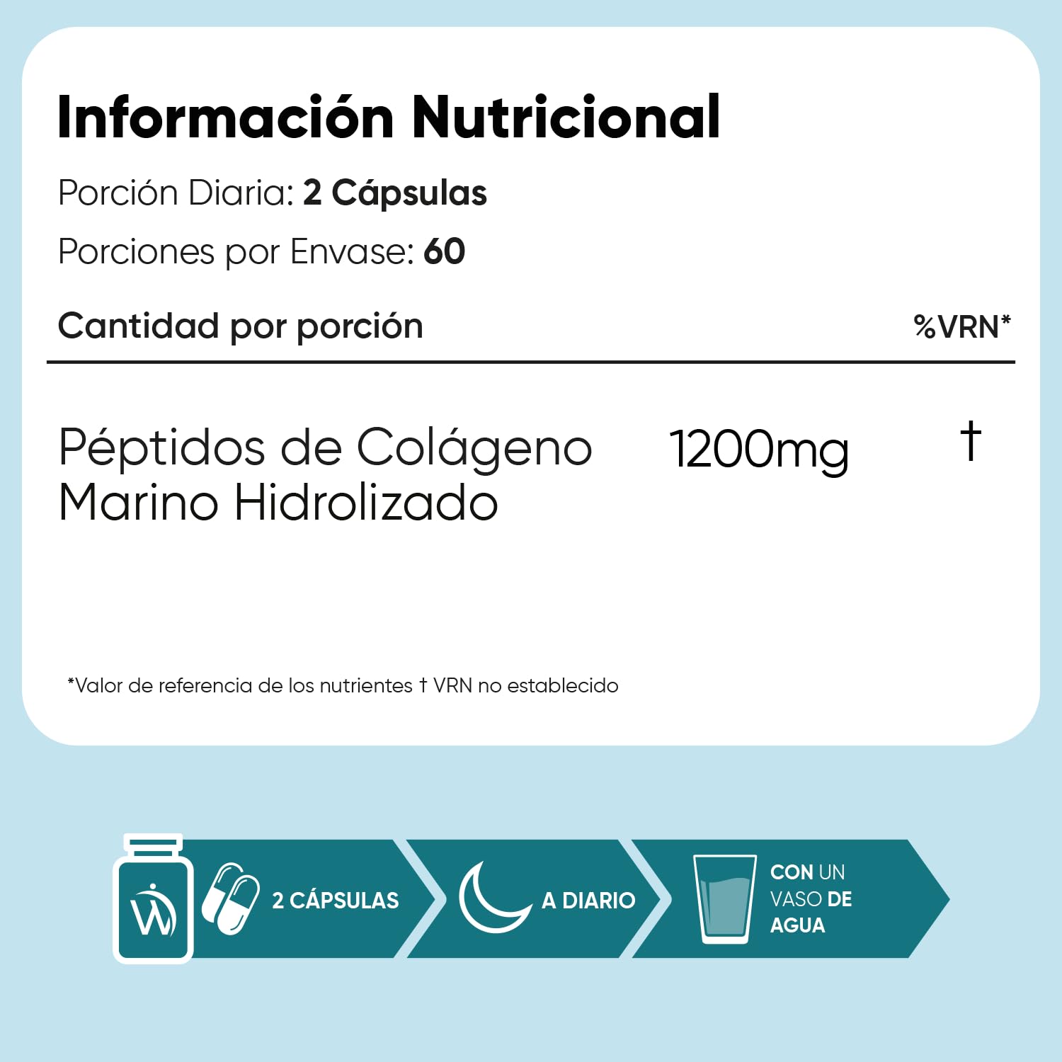 Colágeno Marino Hidrolizado 100% Puro 1200 mg - 120 Cápsulas de Péptidos de Colágeno de Pescado Hidrolizado Tipo I y III - Suministro para 2 Meses, Sin Gluten y Sin OGM