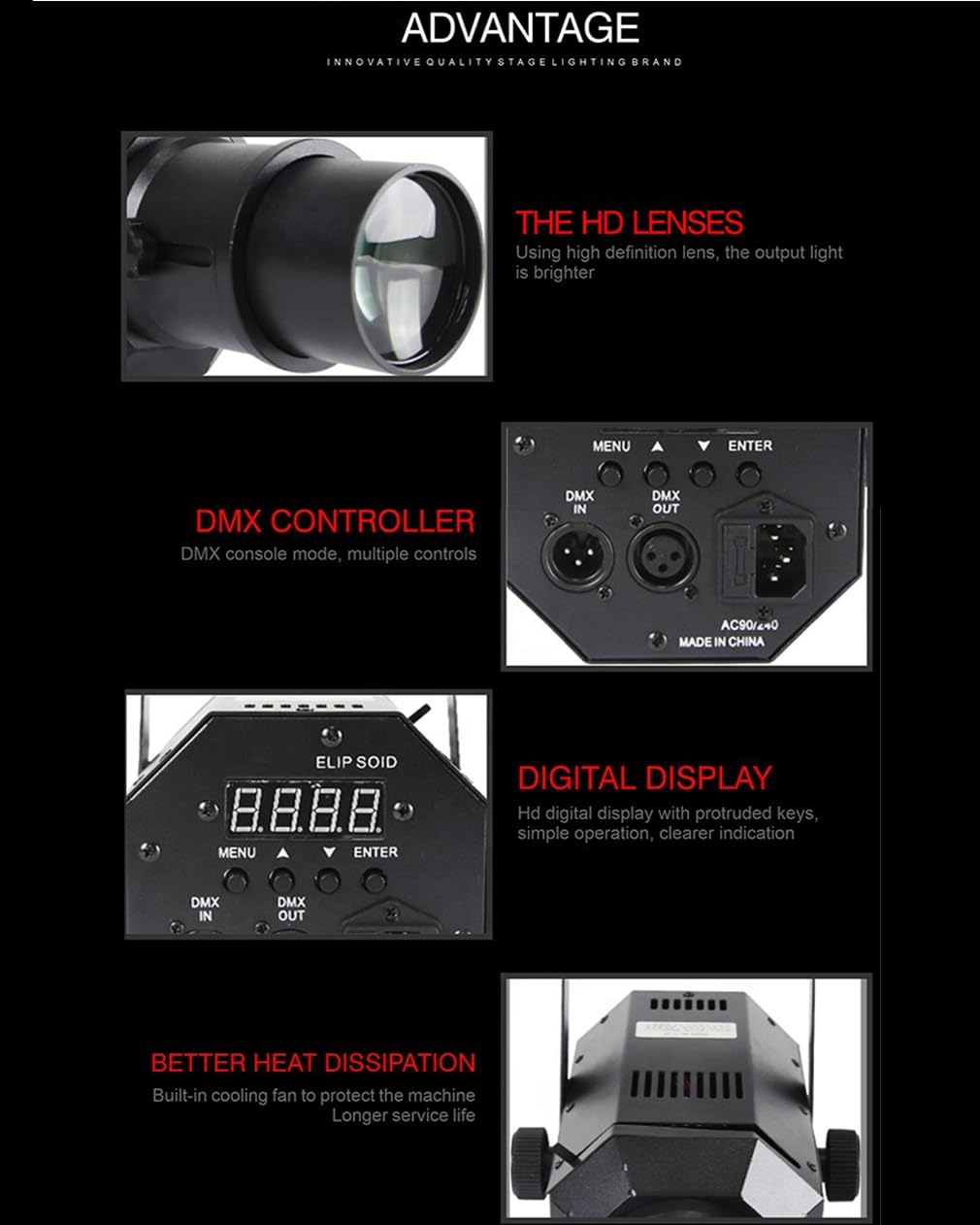 50W LED Pinspot Light, 4 in1 RGBW Stage Spotlights Imaging Light, DMX512/Telecomando/Controllo Vocale, Apertura Regolabile, per Disco DJ Wedding Stage Shows