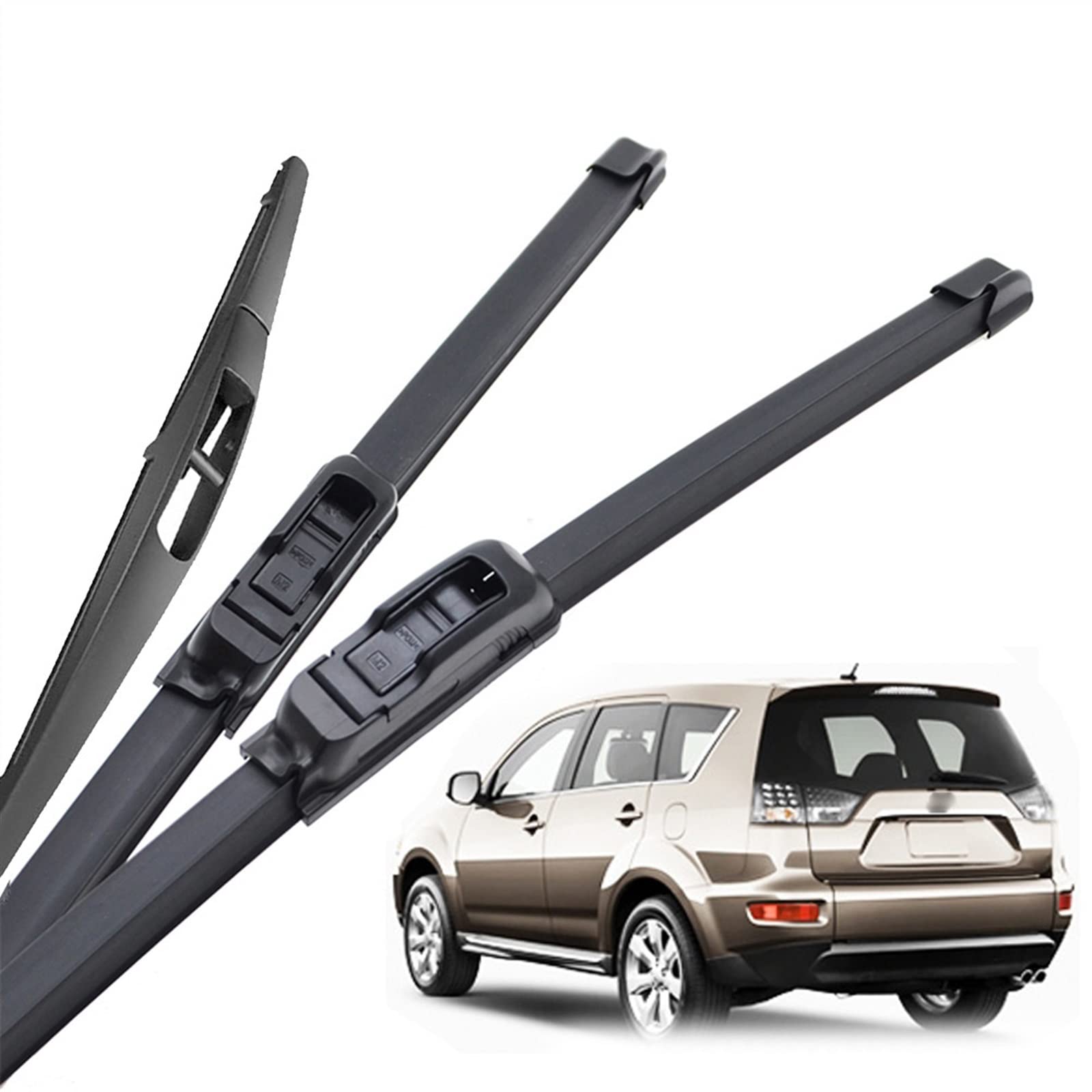 Limpiaparabrisas De Coche De 24 "+ 21" + 12 ", Limpiaparabrisas Delantero Y Trasero De Coche para Mitsubishi para Outlander 2007 2008 2009 2010 2011 2012