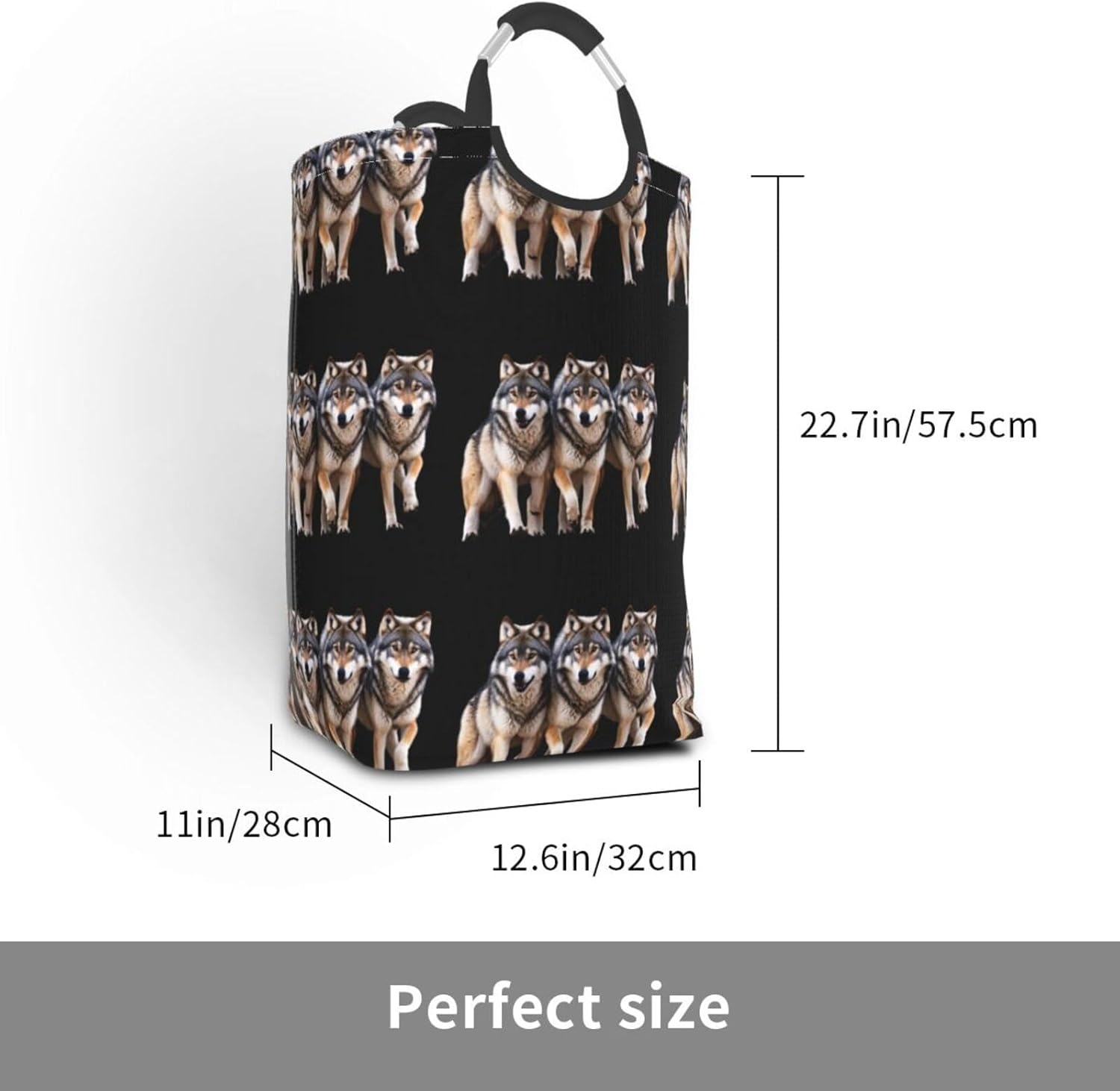 Wolf Pack Foldable storage bag, 50L capacity, suitable for laundry room, dormitory bedroom, dirty clothes storage basket.