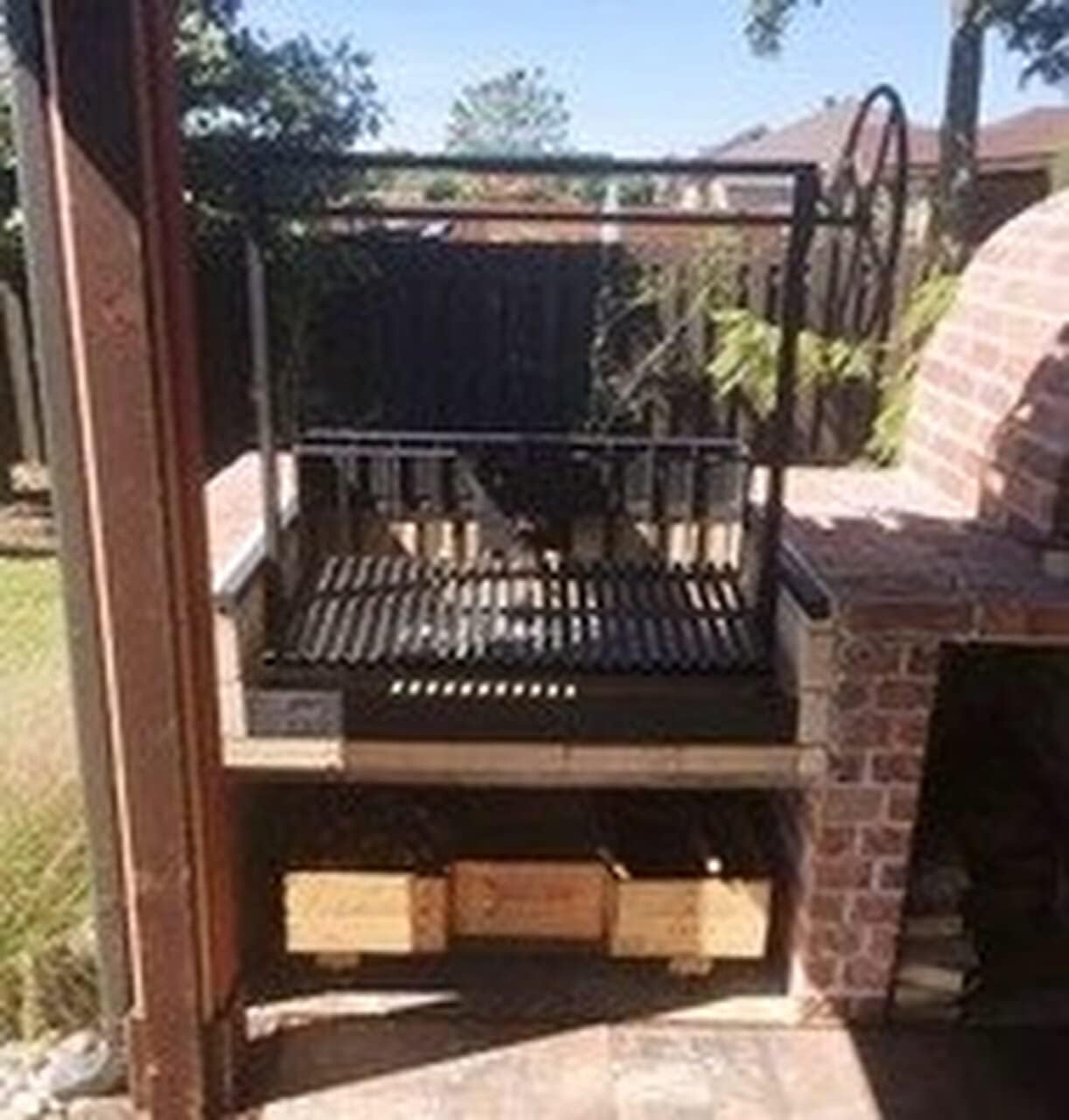 The Cherry is our 48" Built-In Argentine Masonry Grill Kit with Rear Brasero and a Flange