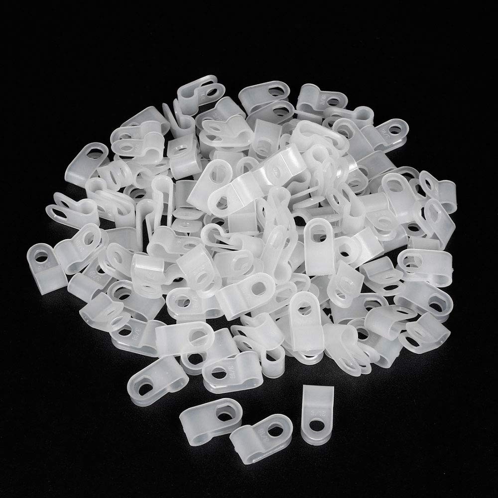 300 Nylon R-Clips Set – Kabelschellen Zum Schrauben, 5 Größen, Schwarz