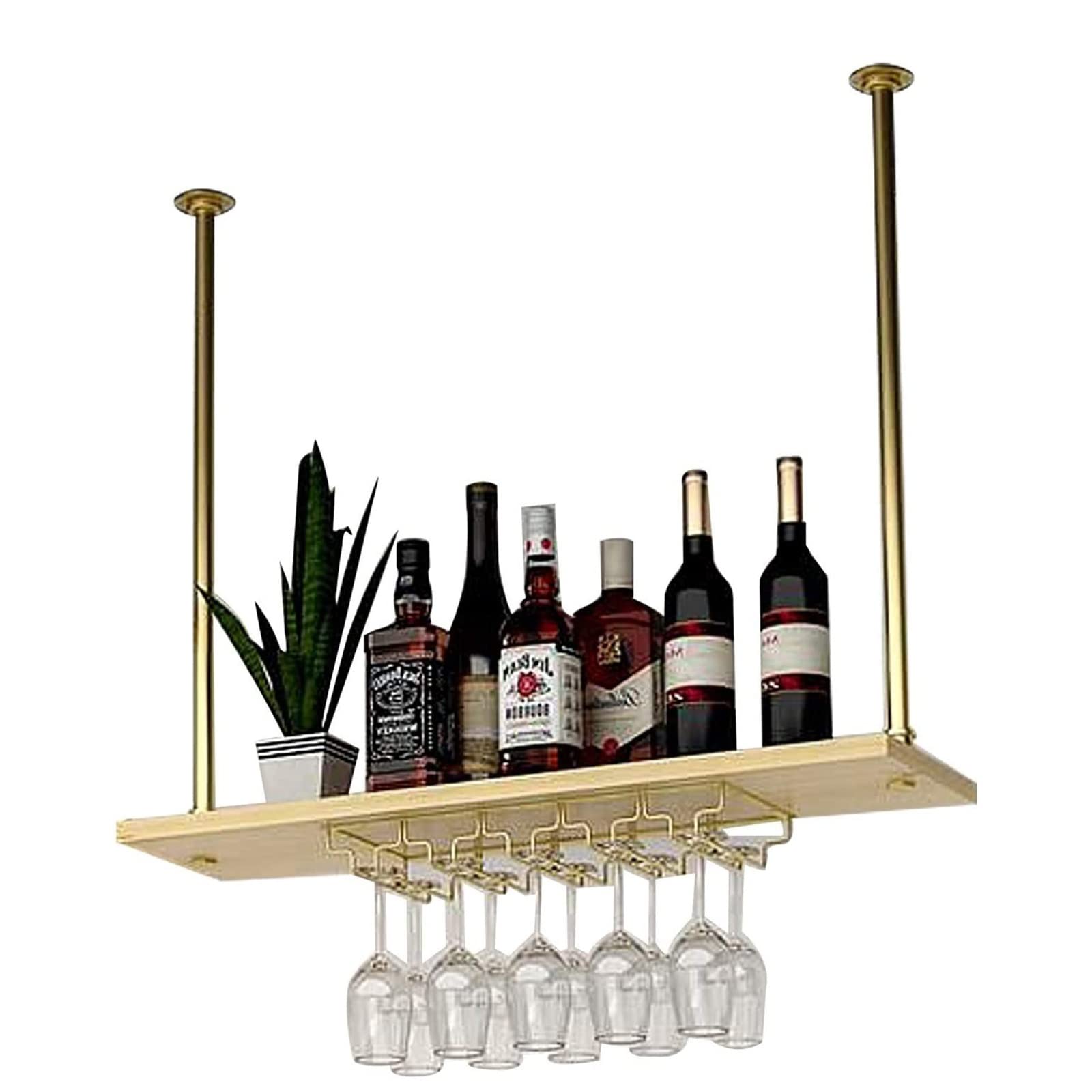 Support de stockage de plafond suspendu et étagères pour bouteilles de vin et verres